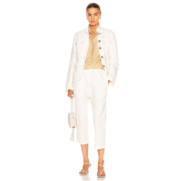 NEW! Nili Lotan S Slouchy Casablanca Pants Elastic Waist Crop Eggshell White 4 6 - Picture 8 of 12